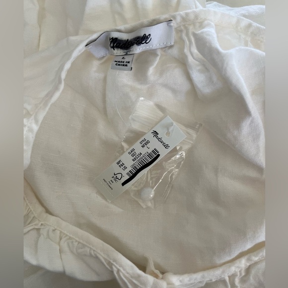 Madewell Linen Blend Flutter Sleeve Tiered Mini Dress NF890 Cream - Picture 7 of 8